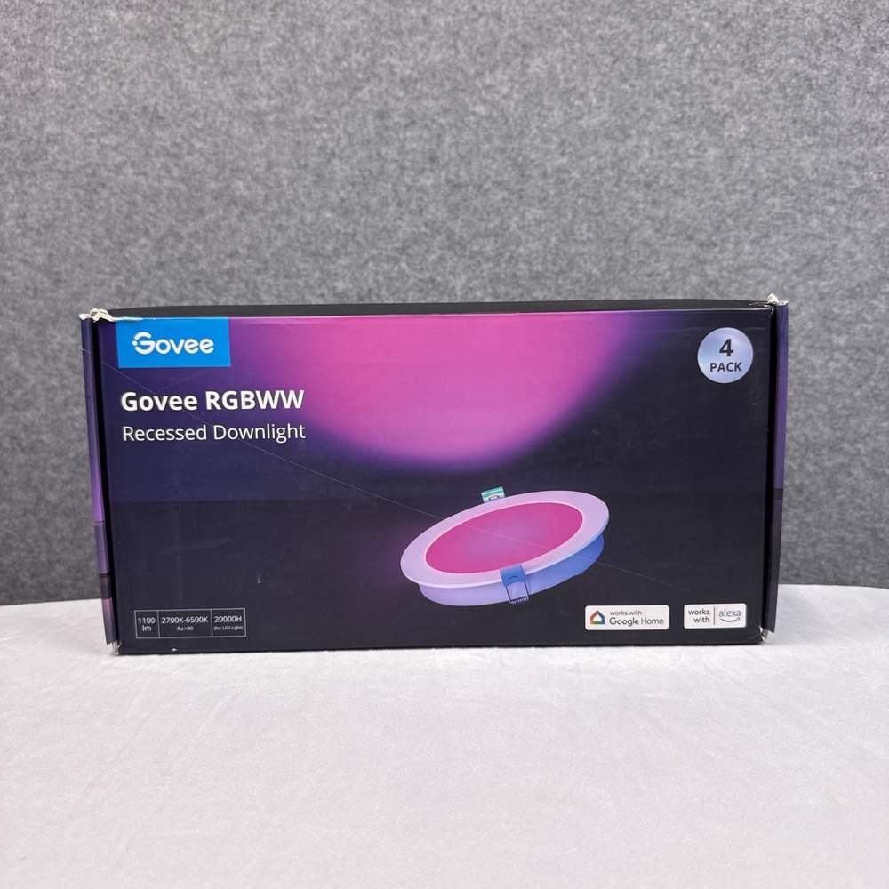 Govee Smart Recessed Downlight 4 Pack H601A 6" RGBWW LED Color Changing White